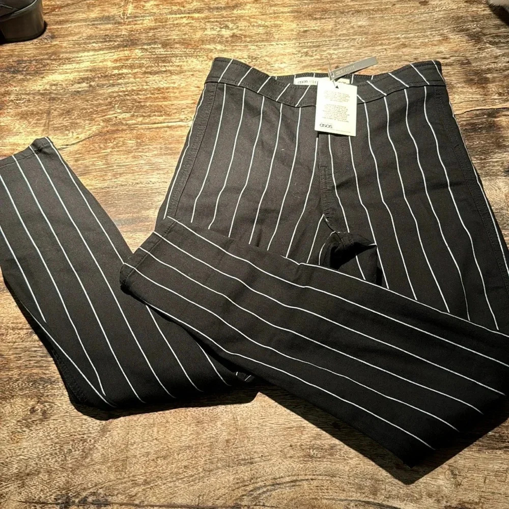 ASOS denim pinstrip cigarette pants nwt size 28